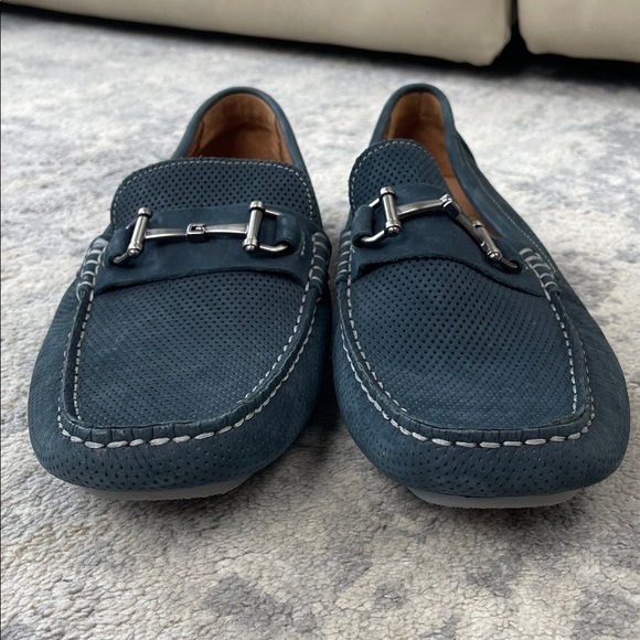 New Winthrop Naples Horsebit Loafer Leather Perforated Navy Blue Sz 9 main image 11